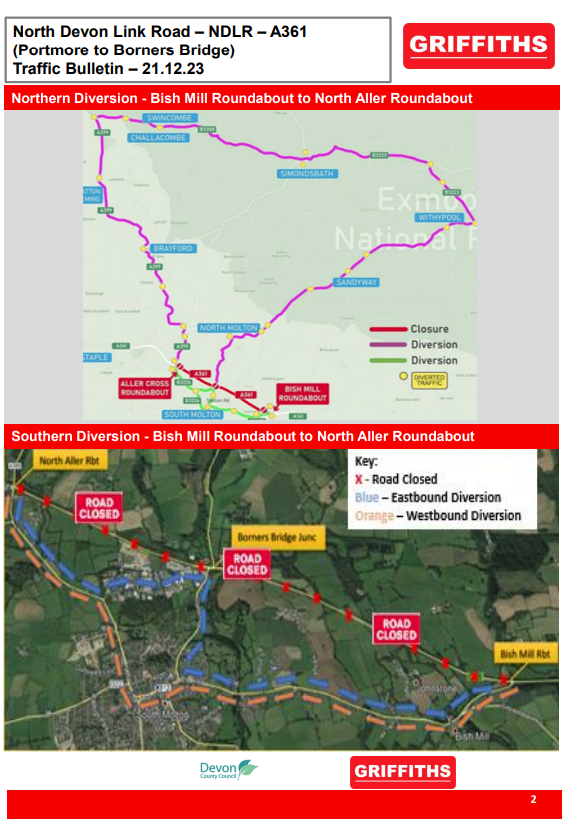 Traffic Bulletin re. North Devon Link Road Knowstone Parish Council